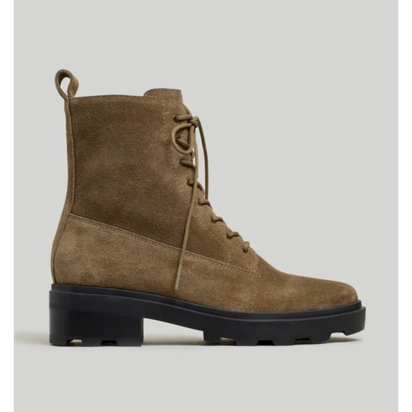 Madewell Shelton Lace-Up Boot Women 6 Suede Leather in Burnt Olive Combat Preppy - Picture 1 of 10